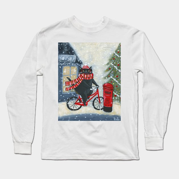 Mailing a Letter to Santa Long Sleeve T-Shirt by KilkennyCat Art